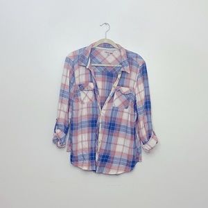 Dress Barn Blue and Pink Plaid Flannel | Size 2X | Lace Details